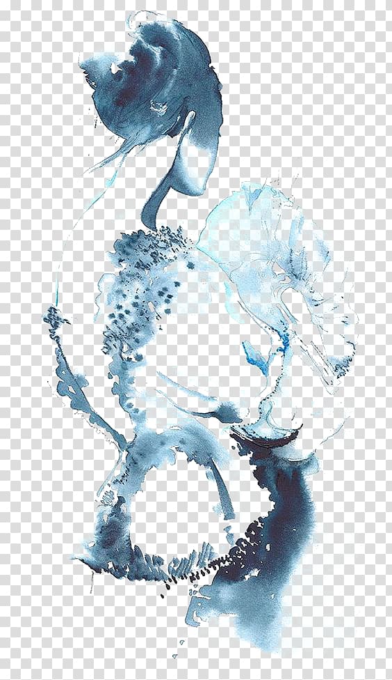 water splash , Watercolor painting Fashion illustration Drawing Printmaking, Watercolor Art Women transparent background PNG clipart