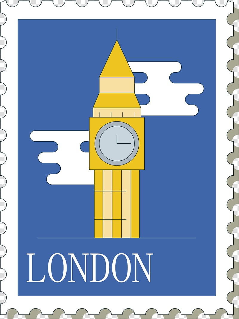 Big Ben Postage stamp Euclidean Rubber stamp Drawing, Cartoon Big Ben transparent background PNG clipart