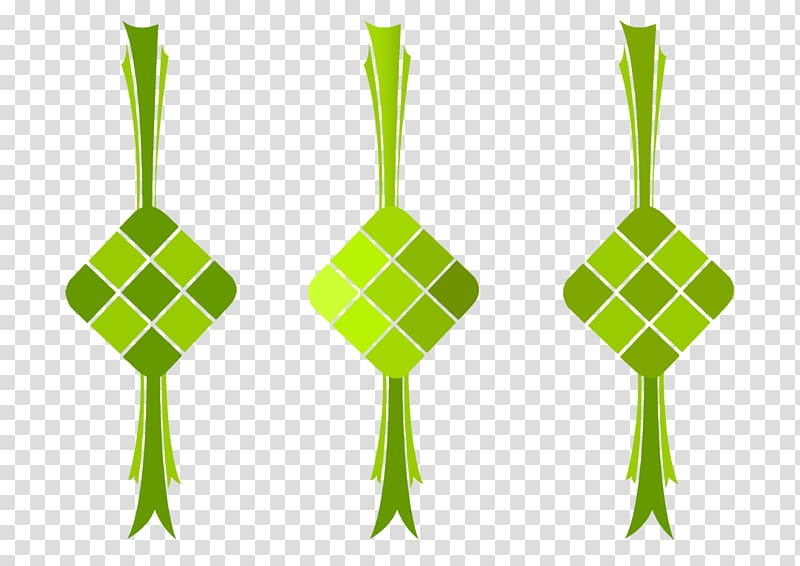 Ketupat Rendang Coconut , ketupat, green ribbon illustration transparent background PNG clipart