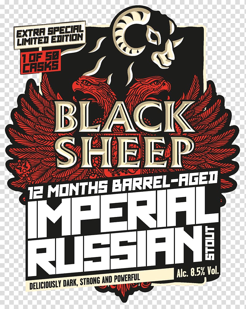 Black Sheep Brewery Russian Imperial Stout Logo, Monty Python\'s Flying Circus transparent background PNG clipart