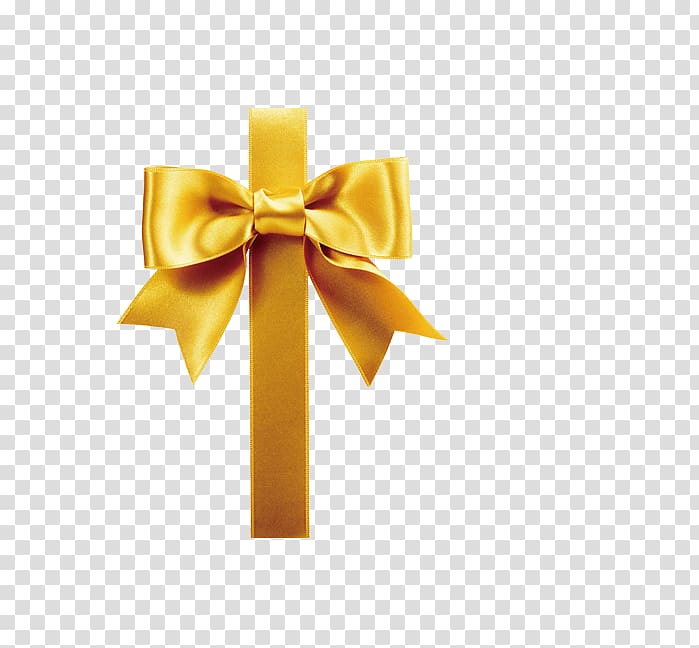 Gift wrapping Ribbon , Gold bowknot ribbon decoration transparent background PNG clipart