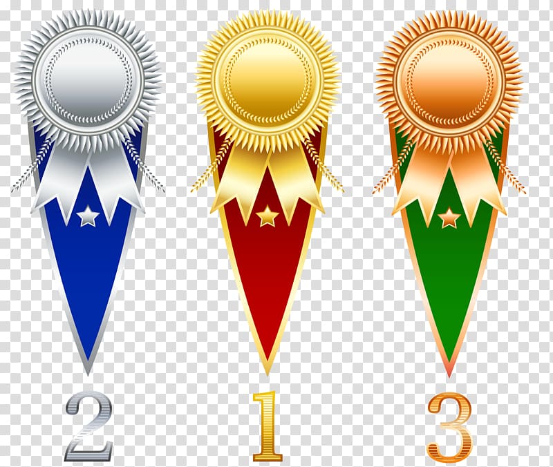 1st, 2nd, and 3rd place medals illustration, Prize Ribbon , Rosette Prize Set transparent background PNG clipart