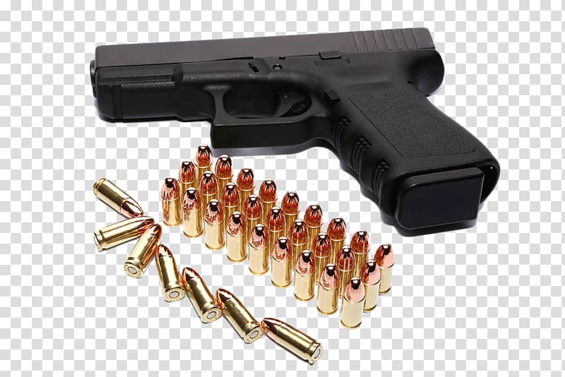 brass bullets beside black pistol, Firearm Bullet Weapon Cartridge Ammunition, Black bullets pistol transparent background PNG clipart