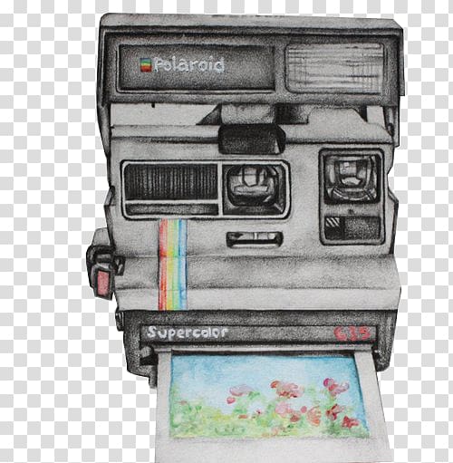 Drawing Instant camera , polaroid transparent background PNG clipart