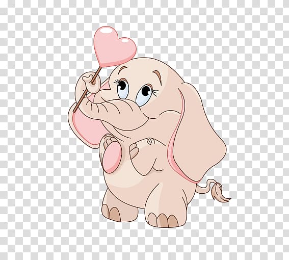 brown elephant holding pink balloon , Elephant Cartoon , Love baby elephant transparent background PNG clipart