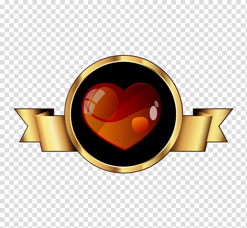 Euclidean Gold, golden heart banners transparent background PNG clipart
