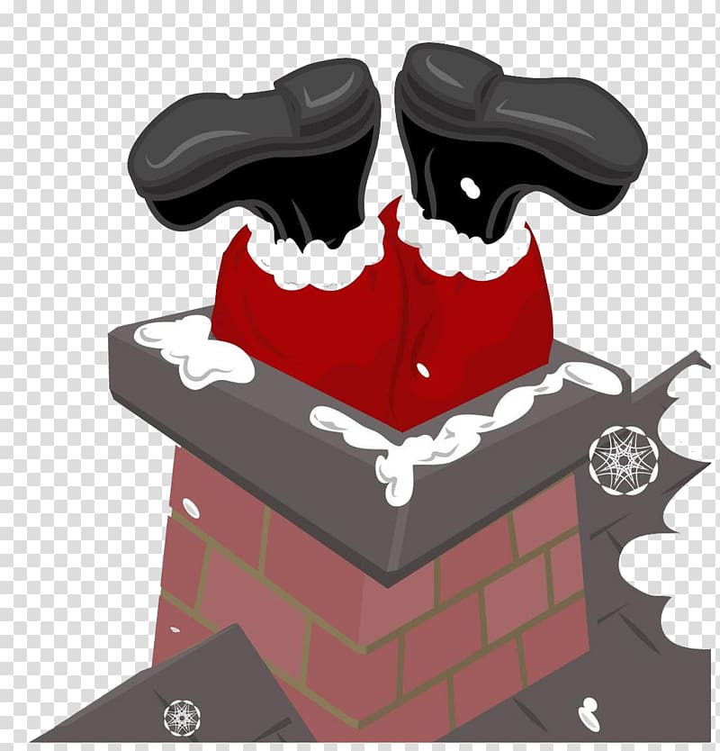 Chimney Illustration, Santa Claus giving gifts transparent background PNG clipart
