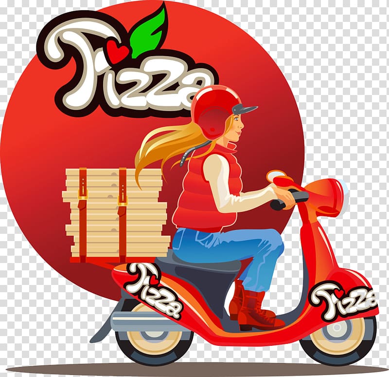 Pizza delivery Scooter, Motorcycle delivery pizza beauty transparent background PNG clipart