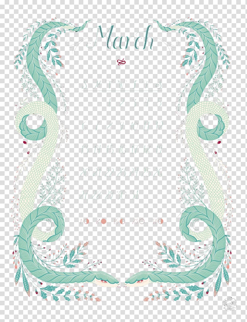 Month Computer file, Snake-like pattern calendar March transparent background PNG clipart