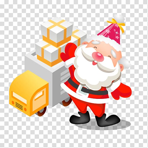 Santa Claus Delivery illustration, christmas ornament christmas decoration fictional character illustration, Santa gifts truck transparent background PNG clipart