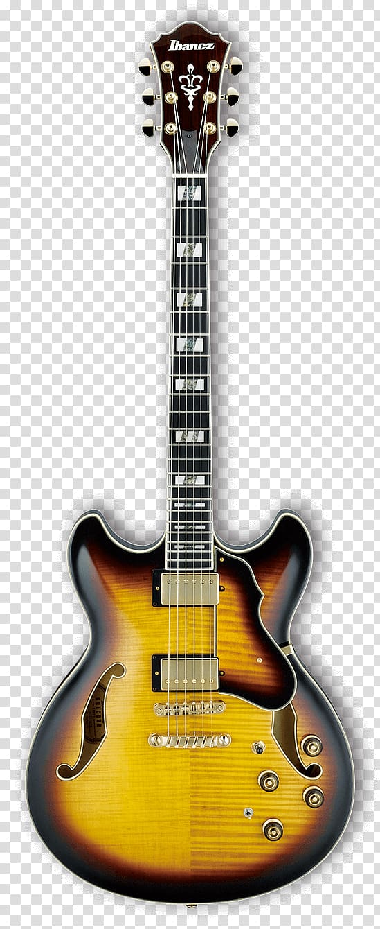 Ibanez Artcore Vintage ASV10A Electric guitar Sunburst Semi-acoustic guitar, yellow acoustic guitar backpack transparent background PNG clipart