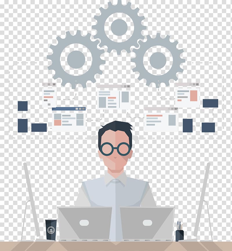 man working with computer art, Computer Software Software Testing Information technology Business Web design, tech transparent background PNG clipart