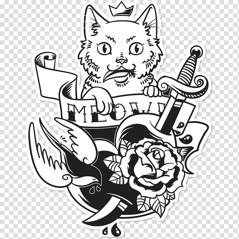 Black cat Tattoo Sticker , rock and roll transparent background PNG clipart