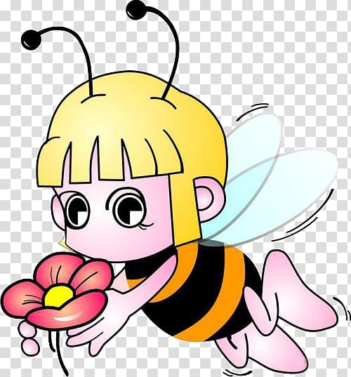 Apis florea Apidae Nectar Honeycomb, The cartoon bee flower nectar transparent background PNG clipart