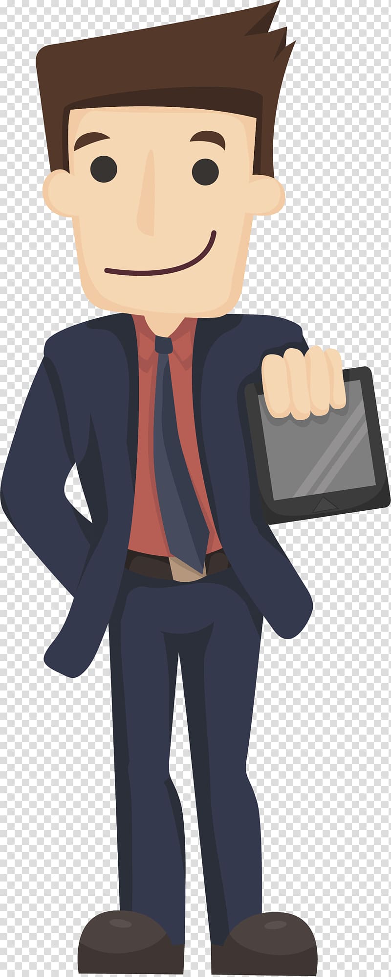 Businessperson Cartoon Illustration, Someone who is using a cell phone transparent background PNG clipart