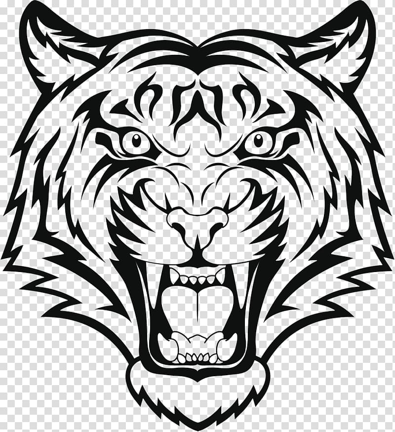 silhouette of tiger illustration, Drawing Art , tatto transparent background PNG clipart