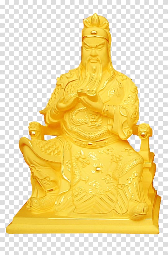 Caishen u7384u575bu771fu541b, Golden wood carving of the God of wealth transparent background PNG clipart