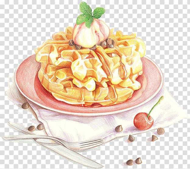 Waffle Pancake Crxeape Food Watercolor painting, cake transparent background PNG clipart