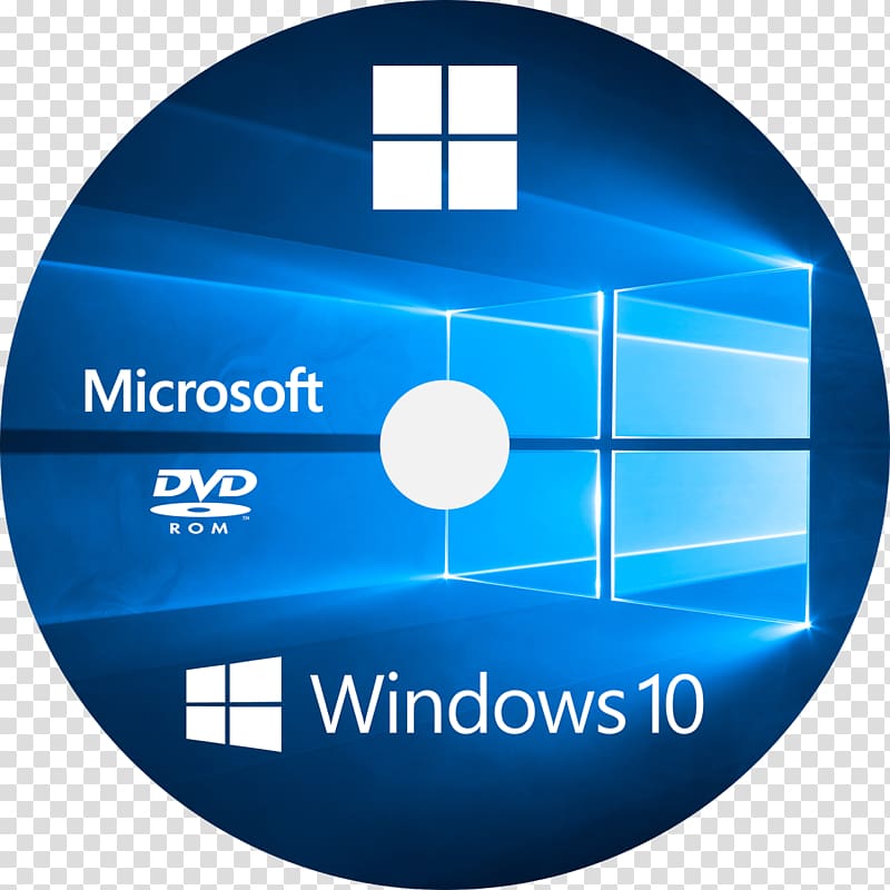 Microsoft DVD Windows 10 disc, Windows 10 DVD 64-bit computing Windows 7 Microsoft Windows, Windows CD Cover transparent background PNG clipart
