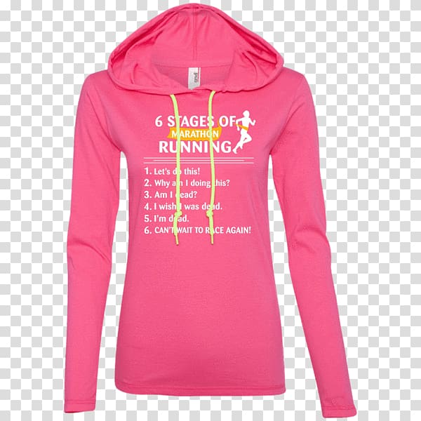 Long-sleeved T-shirt Hoodie Sweater, marathon running girl transparent background PNG clipart