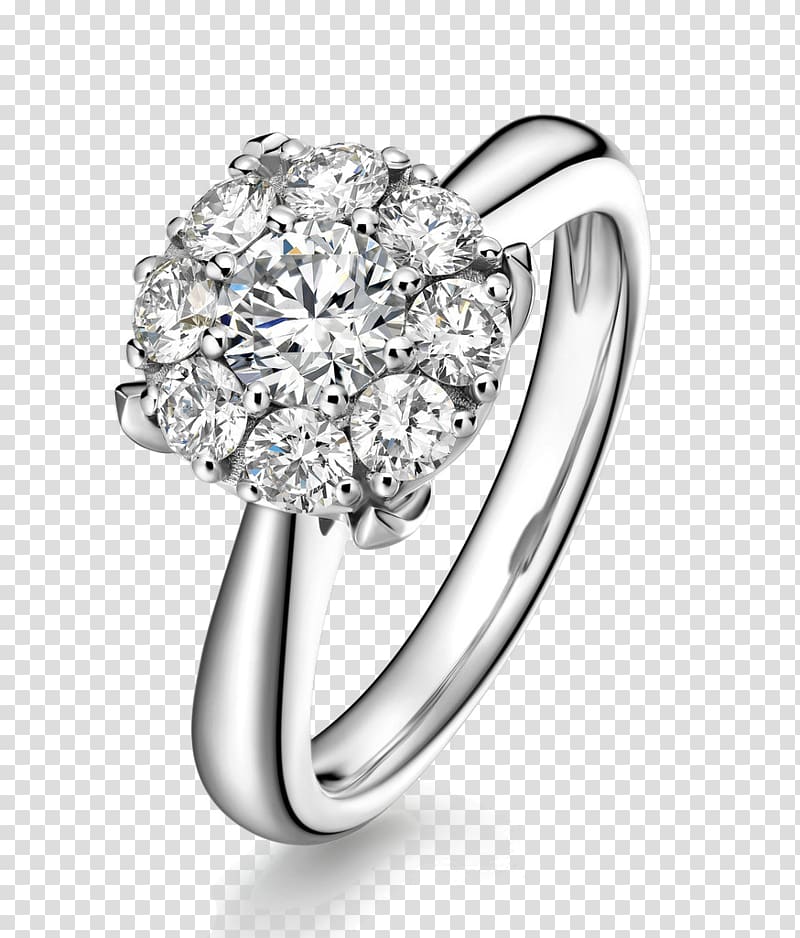 Ring Diamond, Luxury and beautiful multi-diamond ring transparent background PNG clipart