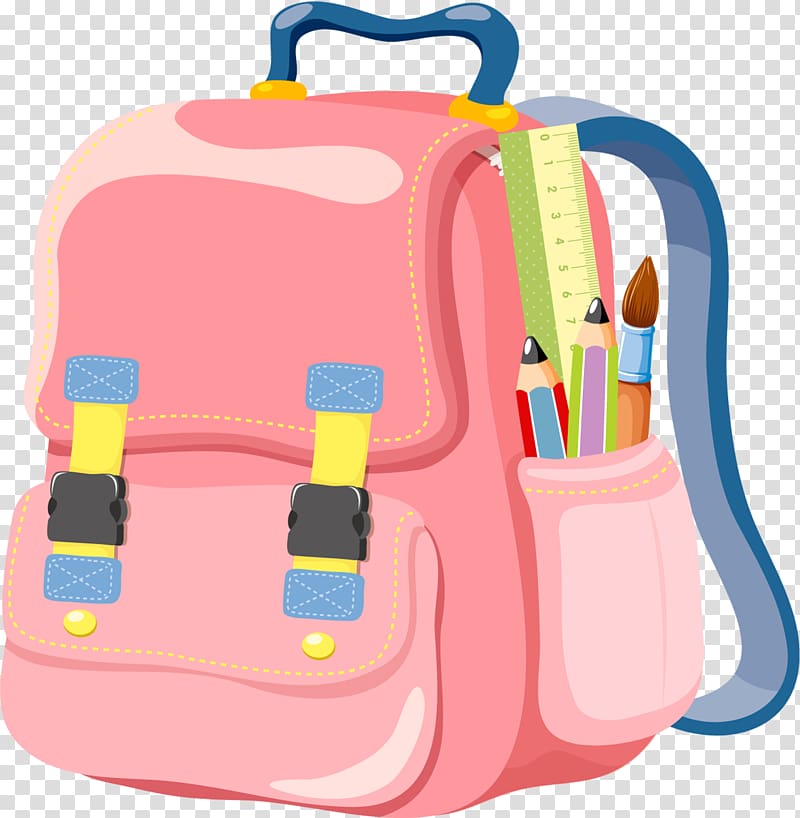 pink backpack illustration, Bag School Backpack , Cartoon schoolbag transparent background PNG clipart