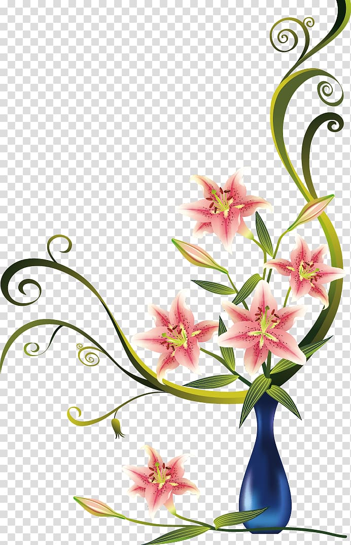 Floral design Cartoon , Cartoon beautiful fresh lily transparent background PNG clipart
