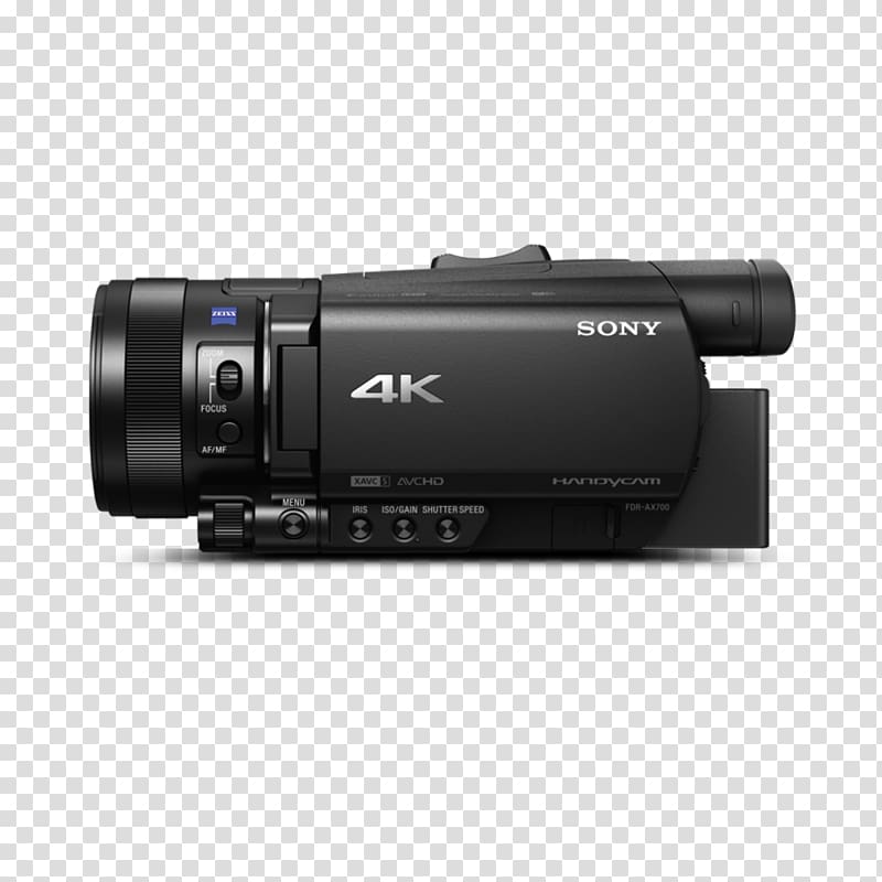 Sony Handycam FDR-AX100 Sony FDR-AX700 4K Camcorder Video Cameras, sony transparent background PNG clipart