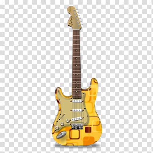 Fender Stratocaster Microphone Electric guitar Icon, Orange electric guitar transparent background PNG clipart