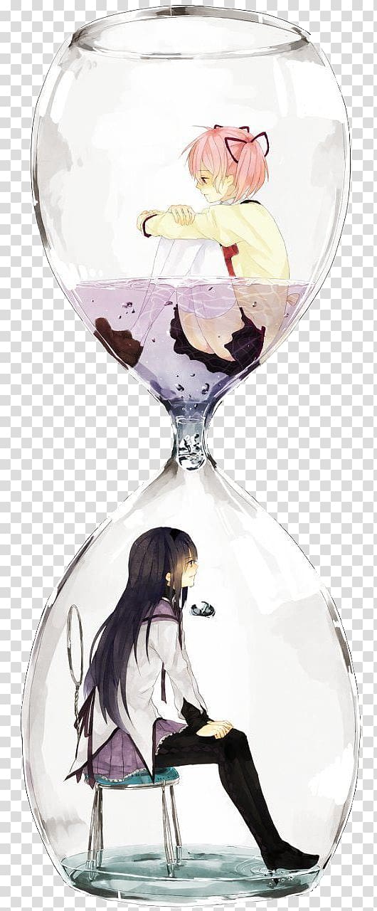 Homura Akemi Madoka Kaname Sayaka Miki Mami Tomoe Kaname Kuran, Hourglass transparent background PNG clipart