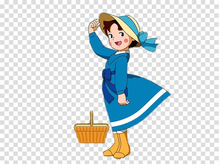 girl wearing blue dress and yellow hat illustration, Heidi In Blue Dress transparent background PNG clipart