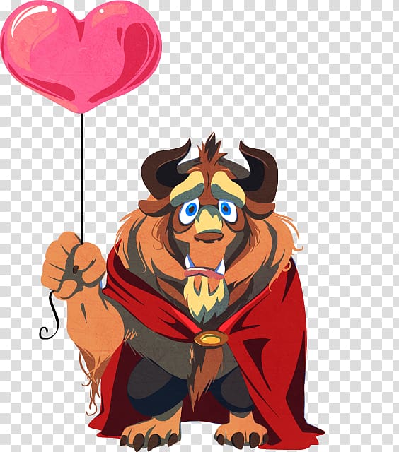 Beast holding heart balloon, Beauty and the Beast Belle Disney Princess Art, beauty and the beast transparent background PNG clipart