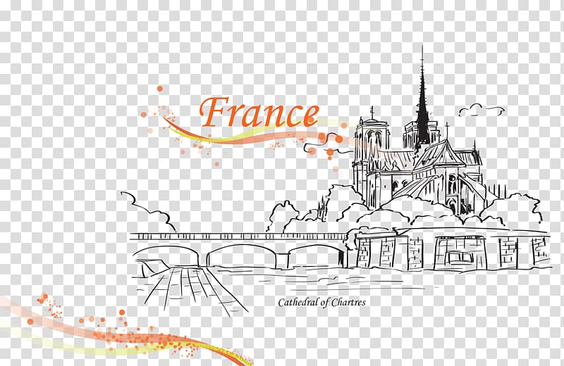 Poster Architecture, France Chartres Cathedral lines transparent background PNG clipart