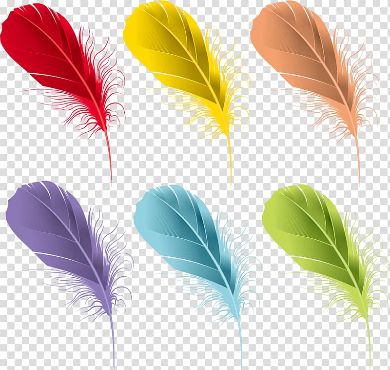 Feather Euclidean Watercolor painting, Cartoon beautiful colorful feathers transparent background PNG clipart