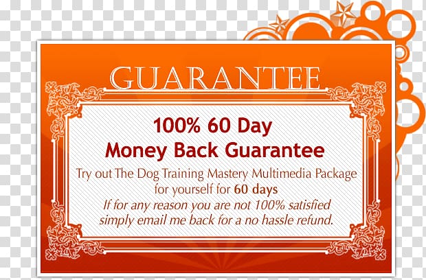 Dog training Font Guarantee, money back guarantee transparent background PNG clipart