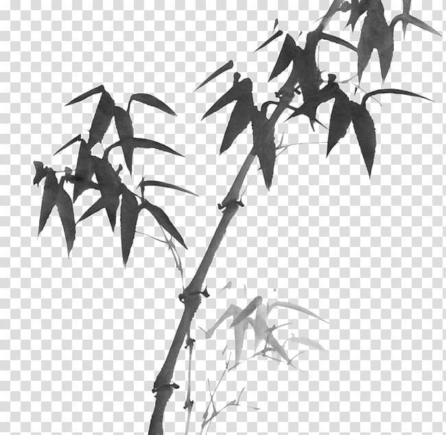 Bamboo Black and white Chinese painting, bamboo transparent background PNG clipart