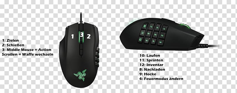 Computer mouse Razer Naga 2012 Expert Mmo Laser Gaming Mouse Black Input Devices Razer Inc., Computer Mouse transparent background PNG clipart
