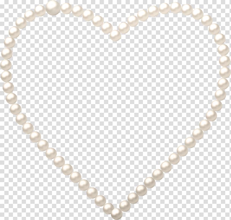 white heart illustration, Pearl Necklace, Cartoon Pearl s,Heart pearl necklace transparent background PNG clipart