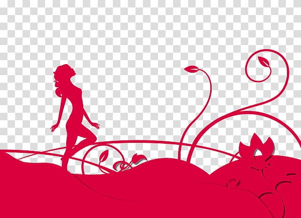 Woman Red Computer file, Red woman flower paper cut transparent background PNG clipart