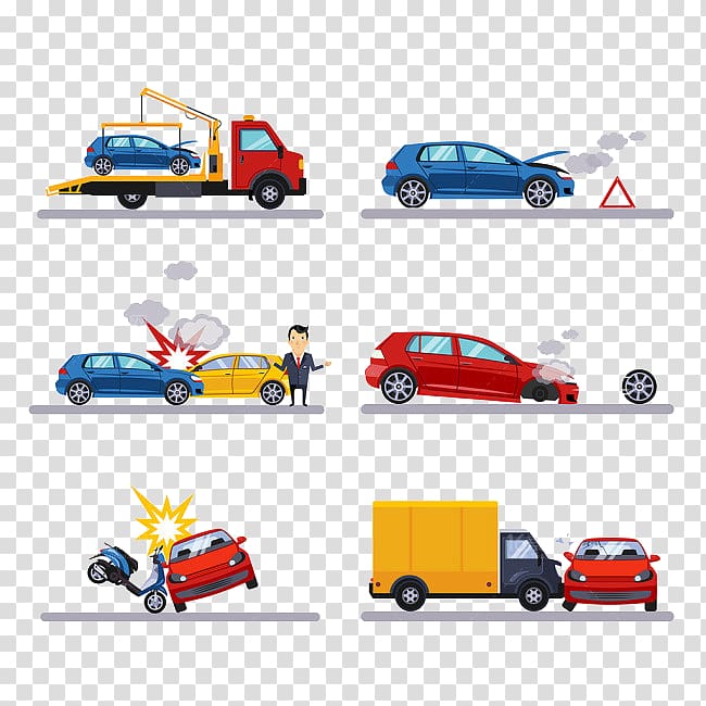 Cartoon Traffic collision Illustration, Traffic accident transparent background PNG clipart