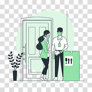 illustration, Coronavirus Delivery Preventions, delivery, health, contagion, coronavirus, covid, quarantine, mask, prevention, pandemic, sanitary transparent background PNG clipart thumbnail
