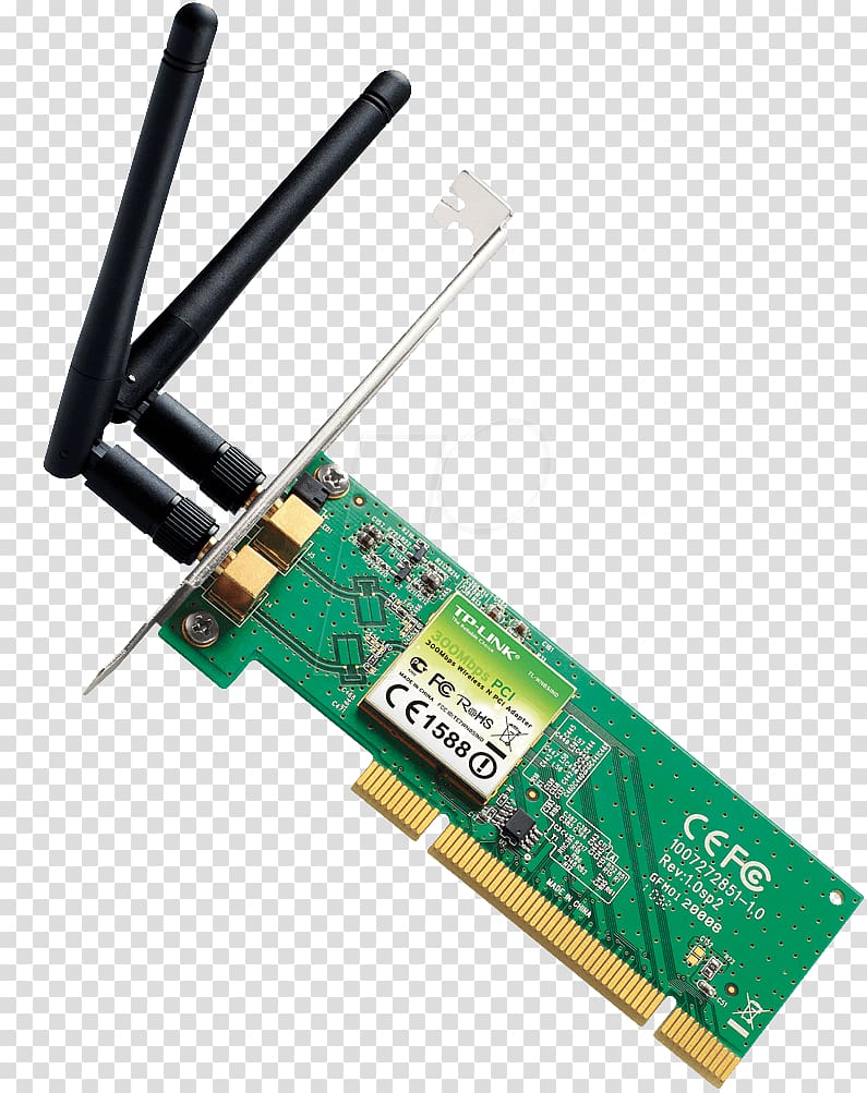Conventional PCI Wireless network IEEE 802.11n-2009 Network Cards & Adapters, wifi transparent background PNG clipart
