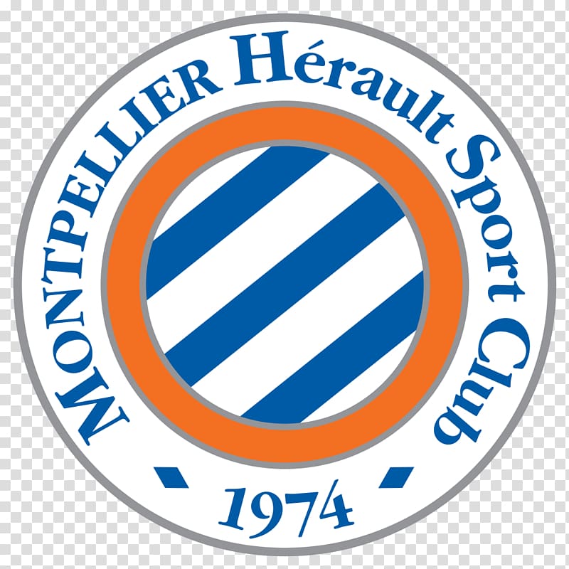 white and blue Montpellier Herault Sport Club logo, Montpellier Logo transparent background PNG clipart