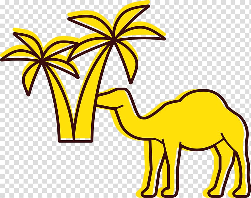 Camel Desert Yellow, Yellow desert camel transparent background PNG clipart