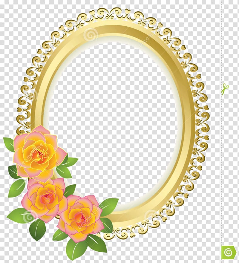 orange and yellow frame, Borders and Frames Frames Gold Flower, round frame transparent background PNG clipart