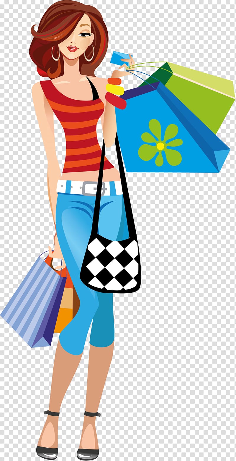 Shopping Girl Fashion , shopping bag transparent background PNG clipart