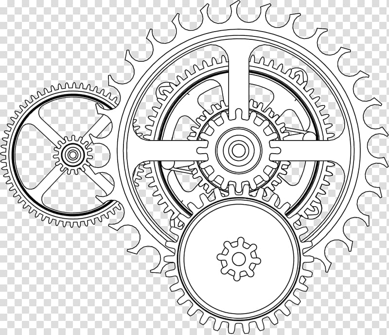 Three white gears illustration, Gear Tattoo Drawing Steampunk