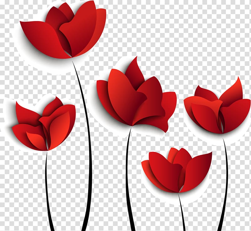 five red rose flowers , Beautiful flower pattern transparent background PNG clipart