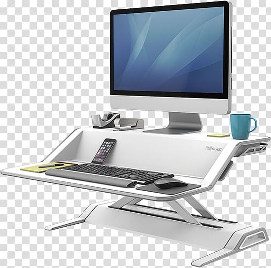 Sit-stand desk Workstation Sitting Standing, workspace transparent background PNG clipart