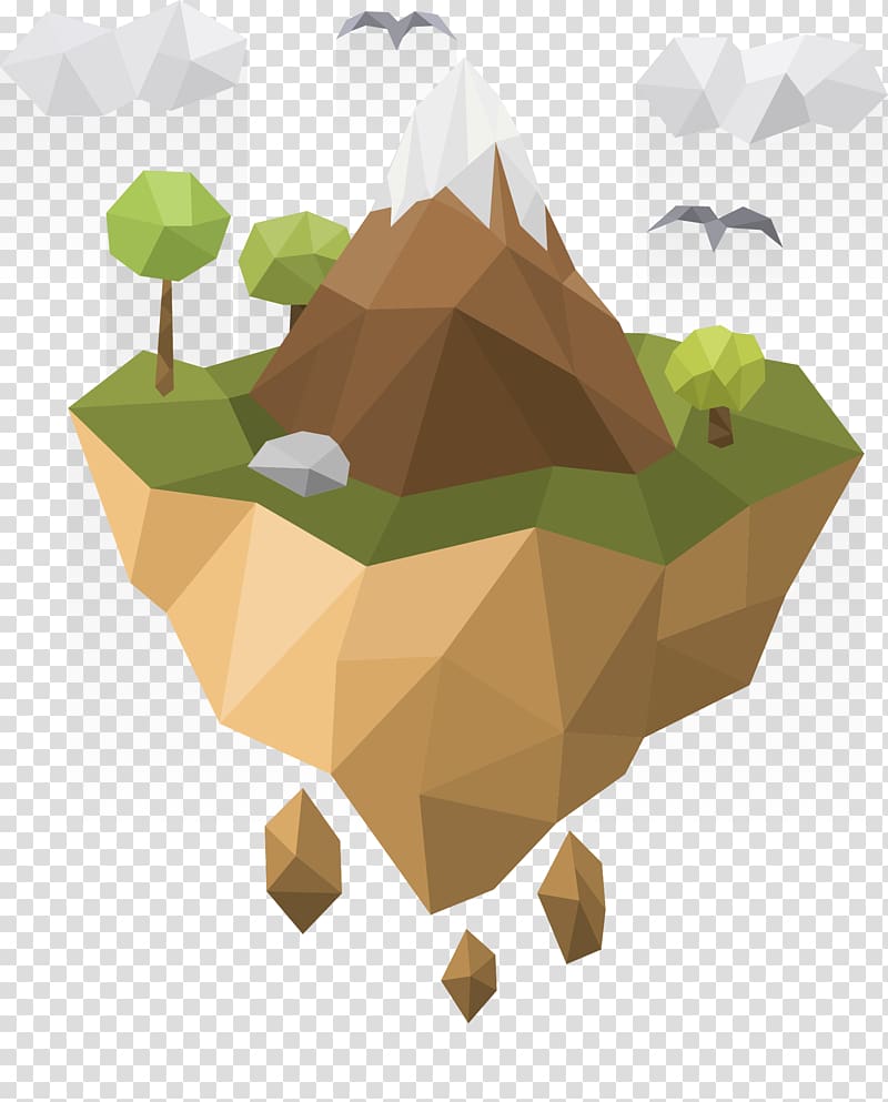 Polygon Mountain Euclidean Geometry, hand-painted geometric floating island transparent background PNG clipart